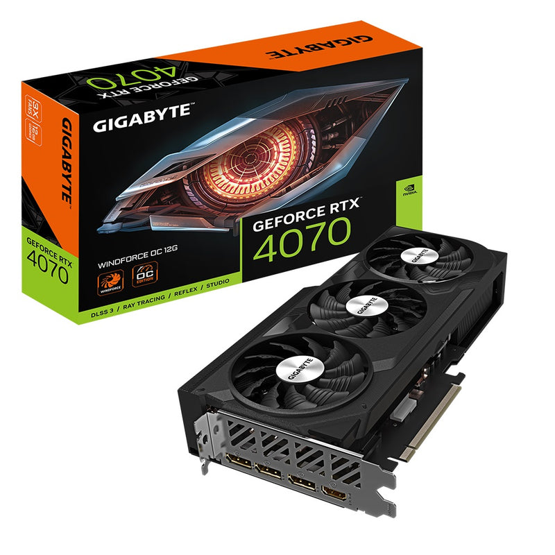 Gigabyte GeForce RTXâ„¢ 4070 WINDFORCE OC 12G, 2490 MHz, CUDA 5888, 21 Gbps, GDDR6, 192 bit, PCI-E 4.0, PSU 650W, DisplayPort 1.4a *3 HDMI 2.1 *1
