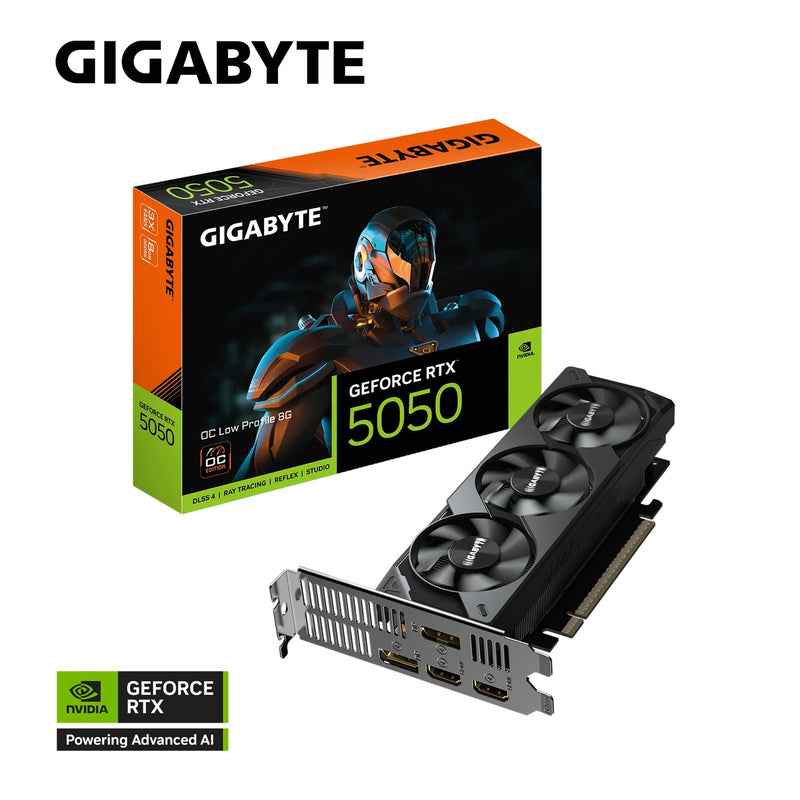 (LS) Gigabyte GeForce RTXâ„¢ 5050 OC Low Profile 8G, 20 Gbps, GDDR6, 128 bit, PCI-E 5.0, DirectX 12 API, PSU 550W, 8 Pin*1, HDMI 2.1b *2