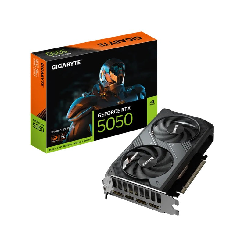 Gigabyte GeForce RTXâ„¢ 5050 WINDFORCE OC 8G, 20 Gbps, GDDR6, 128 bit, PCI-E 5.0, DirectX 12 API, PSU 550W, 8 Pin*1, DisplayPort 2.1b *2, HDMI 2.1b *2
