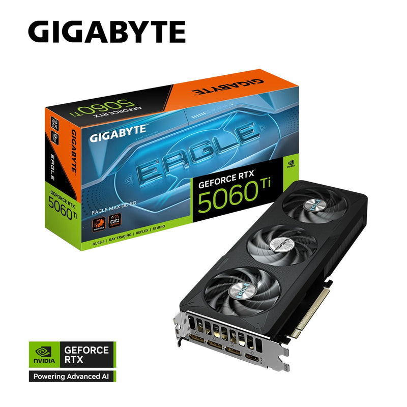 Gigabyte GeForce RTXâ„¢ 5060 Ti EAGLE MAX OC 8G, 2617 MHz, CUDA 4608, 28 Gbps, GDDR7, 128 bit, PCI-E 5.0, PSU 650W, DisplayPort 2.1b *3 HDMI 2.1b *1