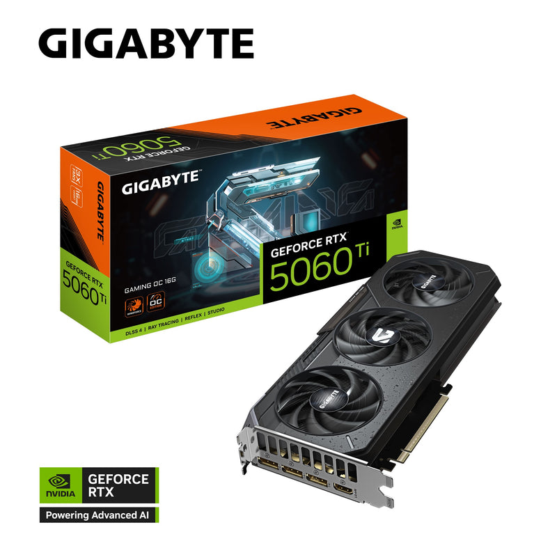 Gigabyte GeForce RTXâ„¢ 5060 Ti GAMING OC 16G, 2647 MHz, CUDA TBD, 28 Gbps, GDDR7, 128 bit, PCI-E 5.0, PSU 650W, DisplayPort 2.1b *3 HDMI 2.1b *1