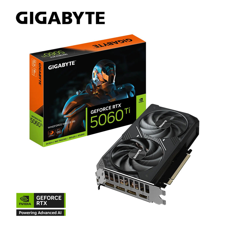 Gigabyte GeForce RTXâ„¢ 5060 Ti WINDFORCE MAX OC 8G, 2587 MHz, CUDA 4608, 28 Gbps, GDDR7, 128 bit, PCI-E 5.0, PSU 650W, DisplayPort 2.1b *3 HDMI 2.1b *1