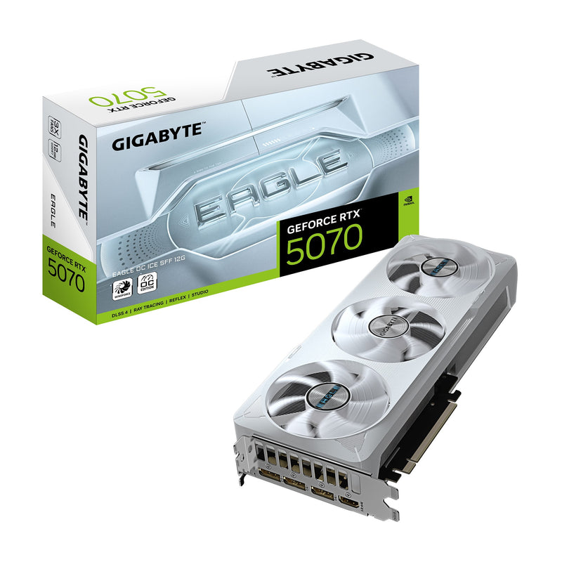 Gigabyte GeForce RTX 5070 EAGLE OC ICE SFF 12G, 2587 MHz, CUDA  6144, 28 Gbps, GDDR7, 192 bit, PCI-E 5.0, ATX, PSU 750W, DisplayPort 2.1b HDMI 2.1b *1