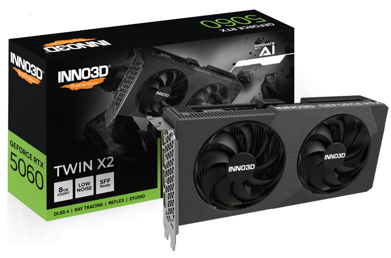 INNO3D nVidia GeForce RTX 5060 TWIN X2 8GB GDDR7  2497MHz Boost Clock, RAM 28Gbps, 3xDP, 1xHDMI