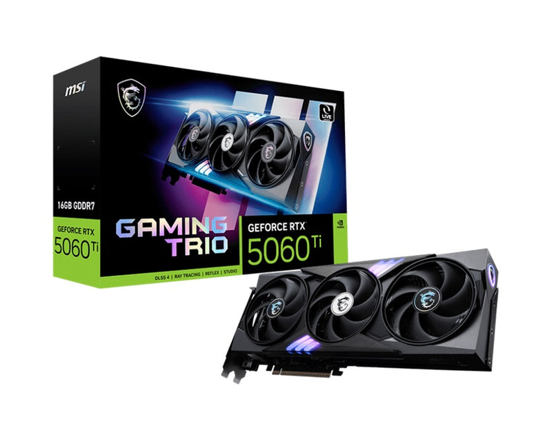 MSI nVidia GeForce RTX 5060 Ti 16G GAMING TRIO, PCI Express Gen 5x16, 28Gbps, Boost: 2572 MHz, CUDA 4608 Units, 16GB GDDR7, HDMIâ„¢ x 1