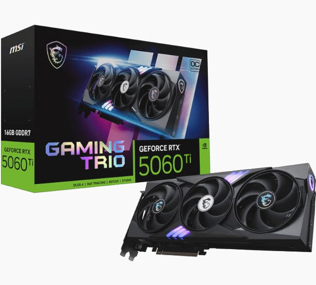 MSI nVidia GeForce RTXâ„¢ 5060 Ti 16G GAMING TRIO OC, PCI ExpressÂ® Gen 5x16, Boost: 2647 MHz, CUDA 4608 Units, 16GB GDDR7, HDMIâ„¢ x 1