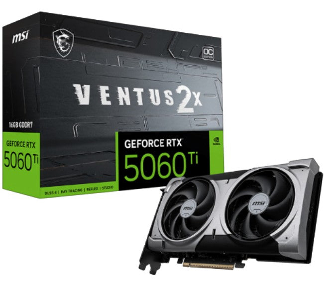 MSI nVidia GeForce RTXâ„¢ 5060 Ti 16G VENTUS 2X OC PLUS, PCI ExpressÂ® Gen 5 x16, Boost: 2602 MHz, CUDA 4608 Units, 16GB GDDR7, HDMIâ„¢ x 1