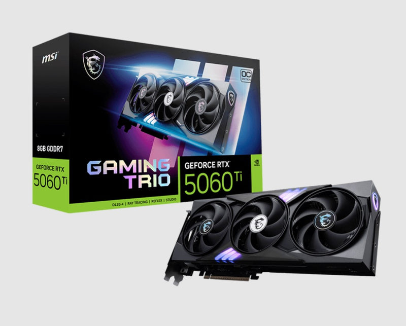 MSI nVidia GeForce RTXâ„¢ 5060 Ti 8G GAMING TRIO OC, PCI ExpressÂ® Gen 5 x 16, Boost: 2647 MHz, CUDA 4608 Units, 8GB GDDR7, HDMIâ„¢ x 1