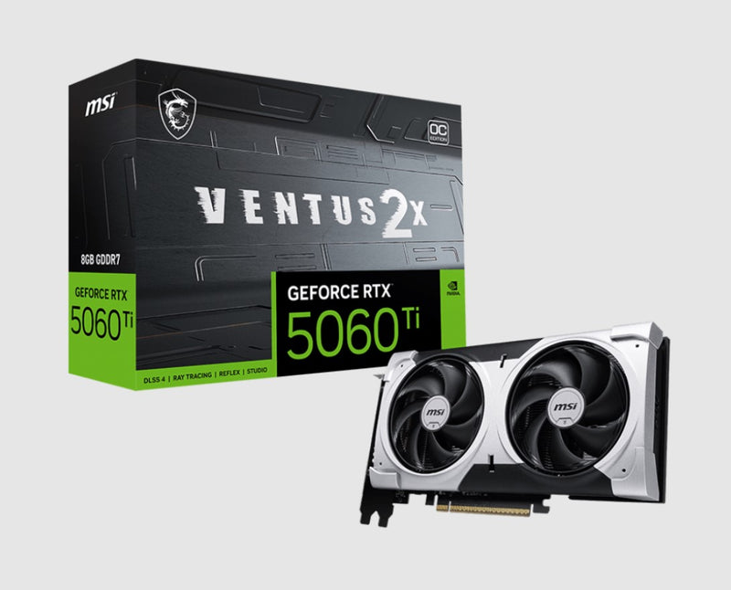 MSI nVidia GeForce RTXâ„¢ 5060 Ti 8G VENTUS 2X OC PLUS, PCI ExpressÂ® Gen 5 x16, Boost: 2602 MHz, CUDA 4608 Units, 8GB GDDR7, HDMIâ„¢ x 1