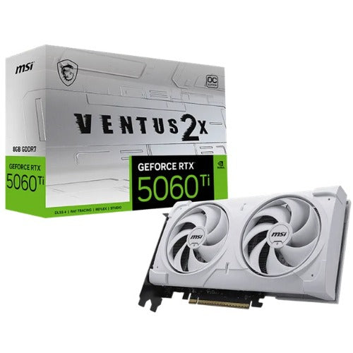 MSI nVidia GeForce RTXâ„¢ 5060 Ti 8G VENTUS 2X OC WHITE PLUS, PCI ExpressÂ® Gen 5 x16, Boost: 2602 MHz, CUDA 4608 Units, 8GB GDDR7, HDMIâ„¢ x 1