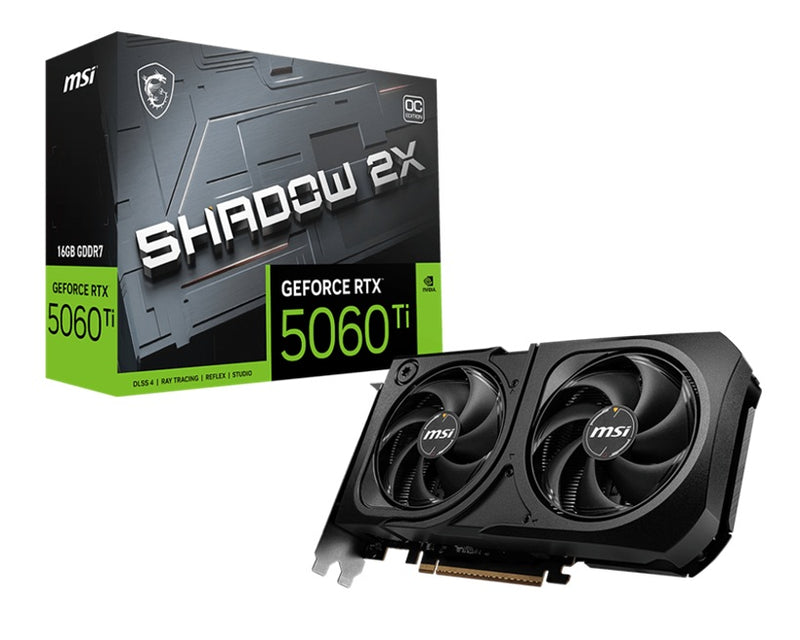 MSI nVidiaGeForce RTXâ„¢ 5060 Ti 16G SHADOW 2X OC, Boost: 2482 MHz, CUDA 8960 Units, 16GB GDDR7, HDMIâ„¢ x 1 (embargo)