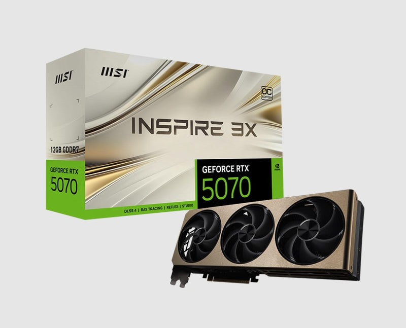 MSI nVidia GeForce RTXâ„¢ 5070 12G INSPIRE 3X OC, PCI ExpressÂ® Gen 5, Boost: 2542 MHz, CUDA 6144 Units, 12GB GDDR7, HDMIâ„¢ x 1