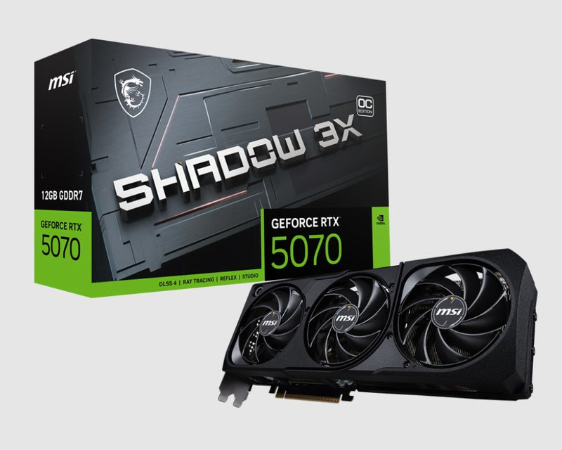 MSI nVidia GeForce RTXâ„¢ 5070 12G SHADOW 3X OC, PCI ExpressÂ® Gen 5, Boost: 2542 MHz, CUDA 6144 Units, 12GB GDDR7, HDMIâ„¢ x 1