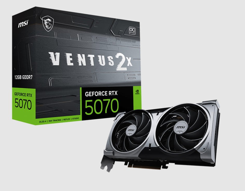 MSI nVidia GeForce RTXâ„¢ 5070 12G VENTUS 2X OC, PCI ExpressÂ® Gen 5, Boost: 2542 MHz, CUDA 6144 Units, 12GB GDDR7, HDMIâ„¢ x 1