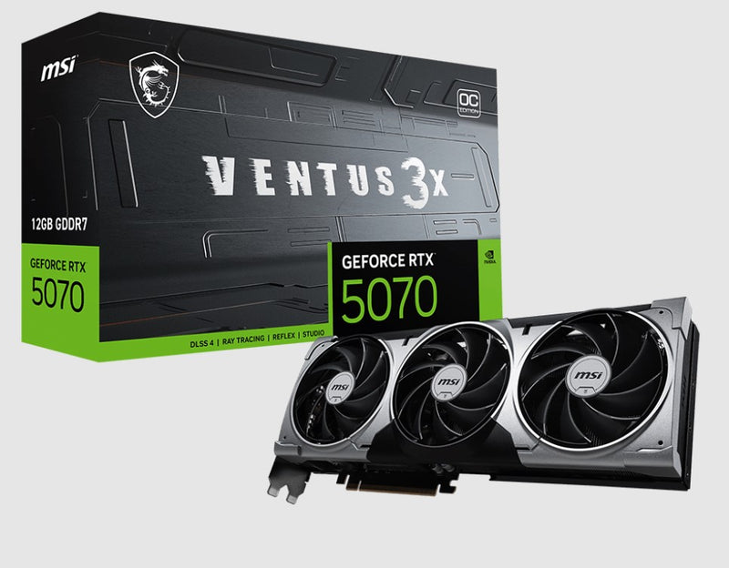 MSI nVidia GeForce RTXâ„¢ 5070 12G VENTUS 3X OC, PCI ExpressÂ® Gen 5, Boost: 2542 MHz, CUDA 6144 Units, 12GB GDDR7, HDMIâ„¢ x 1