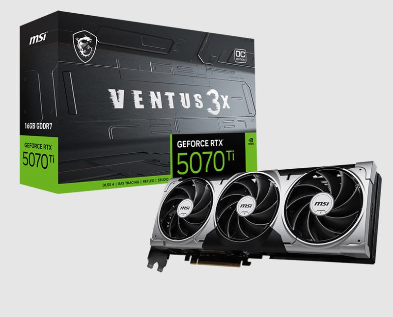MSI nVidia GeForce RTXâ„¢ 5070 Ti 16G VENTUS 3X OC,PCI ExpressÂ® Gen 5, Boost: 2482 MHz, CUDA 8960 Units, 16GB GDDR7, HDMIâ„¢ x 1