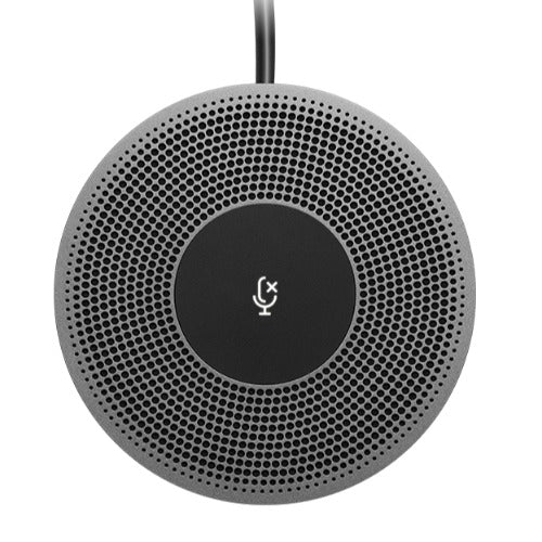 Logitech MeetUp Expansion Microphone, wideband, mono, noiseâ€‘canceling audio, mute button with LED status indicators, plugâ€‘andâ€‘play wired interface