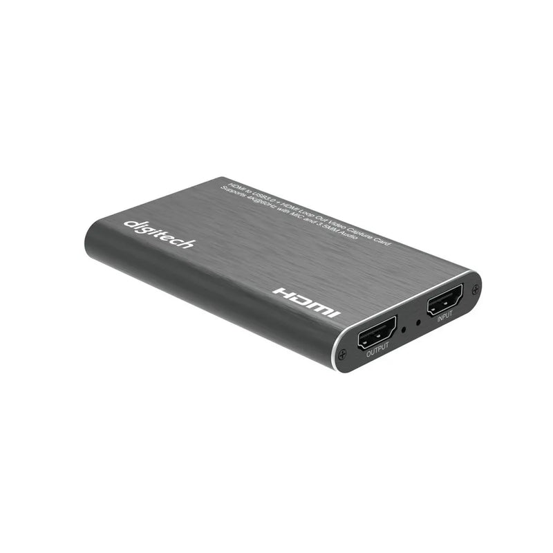 HDMI to USB3.0 + HDMI Loop Out Video Capture Card Supports 4K@60Hz with Mic and 3.5mm Audio