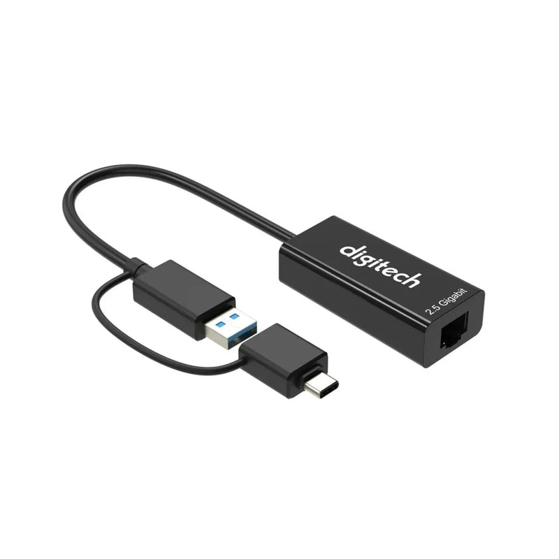 USB 3.0 or USB-C (with USB-C male to USB 3.0 female adapter) to RJ45 2500Mbps Adapter