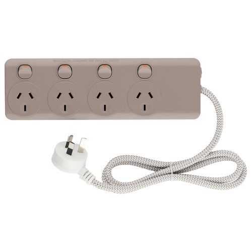 Arlec Outlet Individually Switched Powerboard Simply Taupe