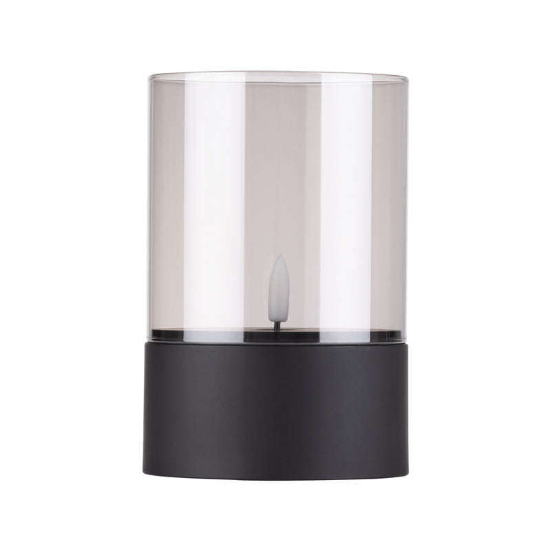 Arlec Light Flame Effect Plastic Candle With Glass Black Base