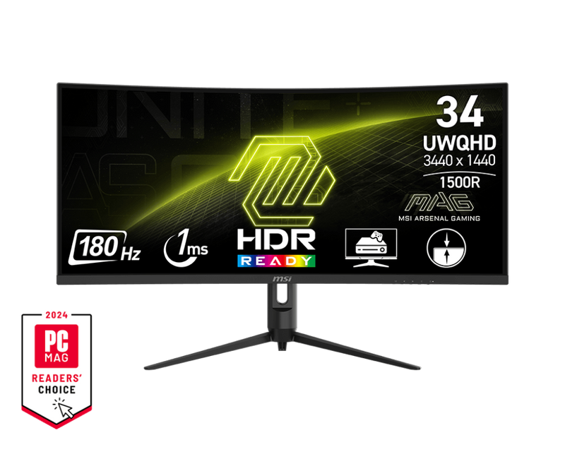 MSI BLACK/34"/CURVED/1500R/3440x1440/180Hz/1ms/2xHDMI+1xDP/H.Adj/